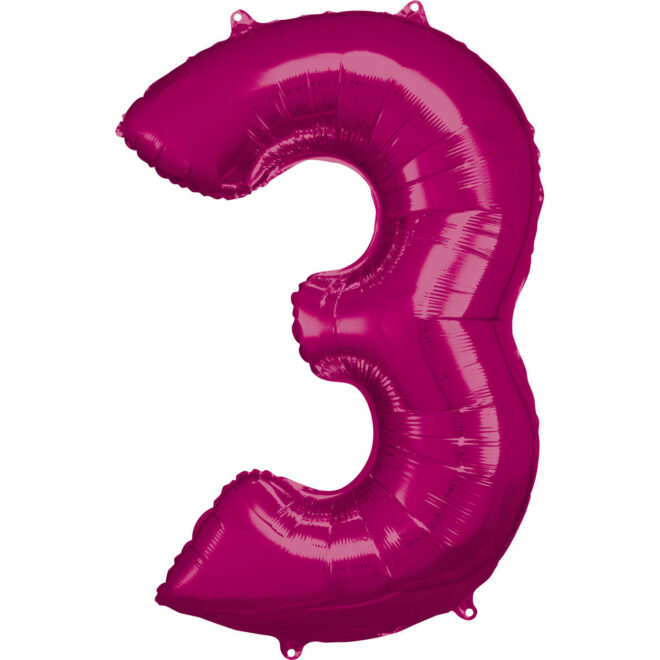 Grote folie ballon cijfer 3 (86cm) - Roze