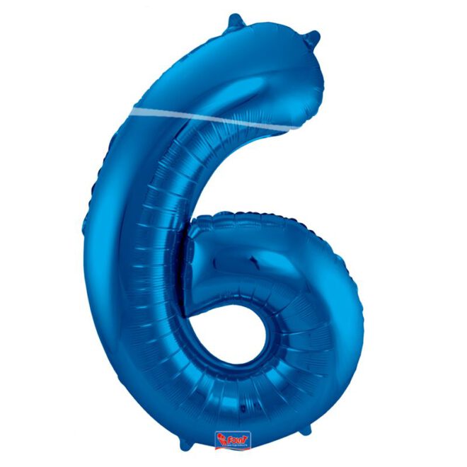 Grote folie ballon cijfer 6 - Blauw