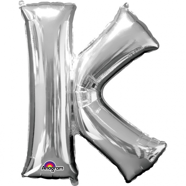 Grote folie ballon letter K - Zilver