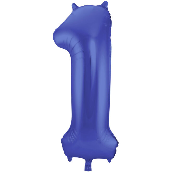 Grote folie ballon cijfer 1 (86cm) - Mat Blauw