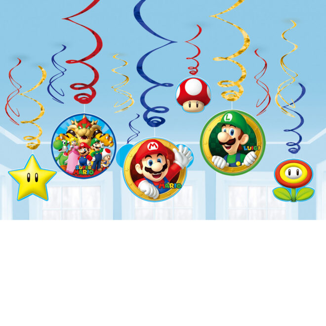Super Mario hangdecoratie - 12 stuks