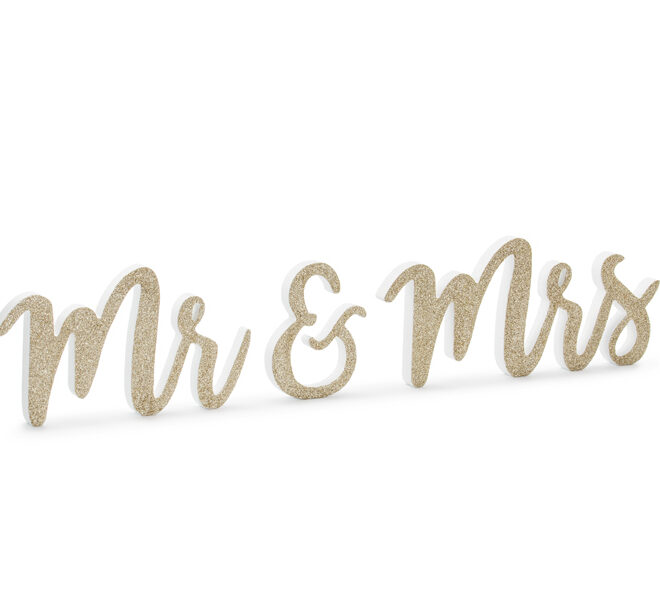Houten letters "Mr & Mrs" - Goud