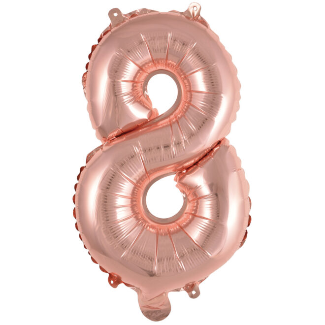 Mini folie ballon cijfer 8 (35cm) - rosé goud