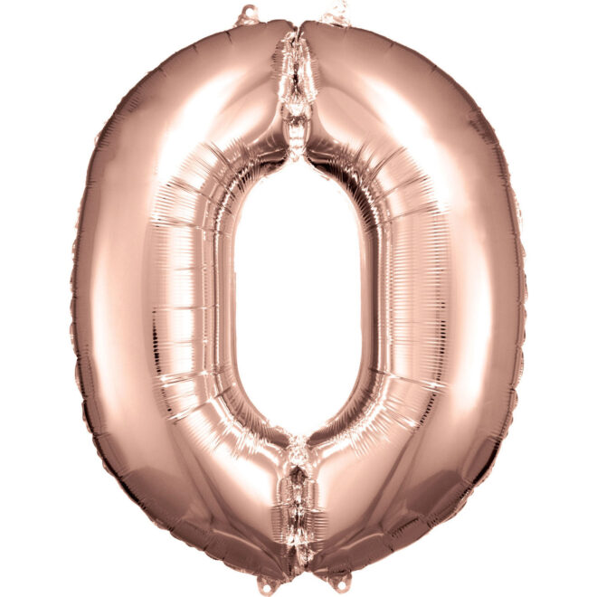 Grote folie ballon cijfer 0 (86cm) - Rosé goud