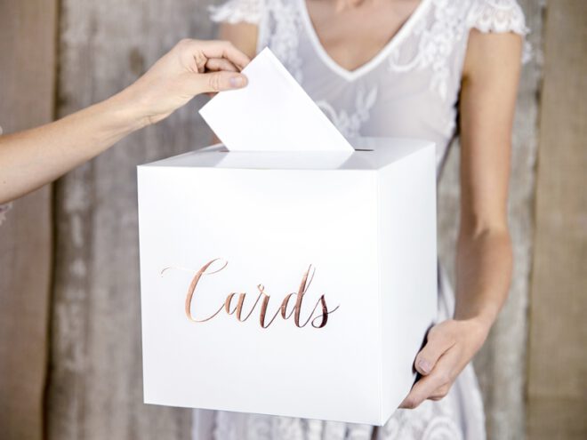 Kaartenbox Huwelijk "Cards" - Rosé Gold