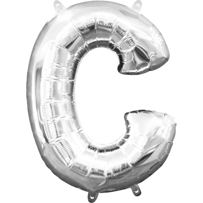 Mini folie ballon letter C (35cm) - zilver