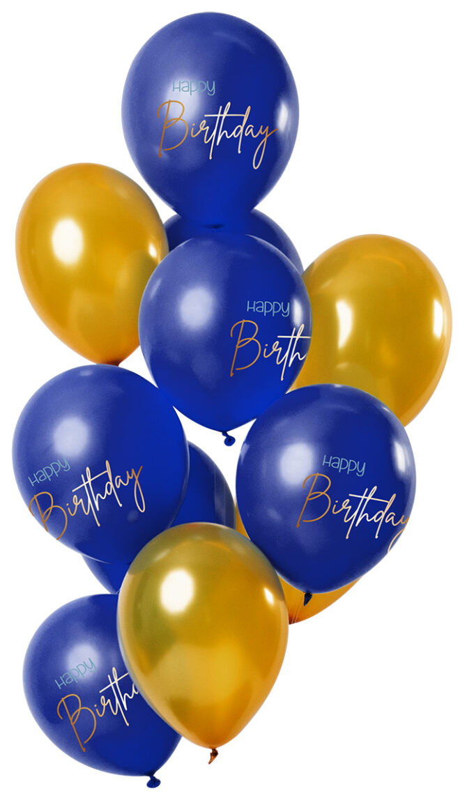 Elegant True Blue latex ballonnen - Happy Birthday
