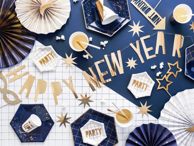 Letterslinger Happy New Year, goud