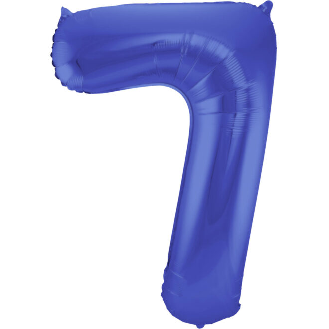 Grote folie ballon cijfer 7 (86cm) - Mat Blauw