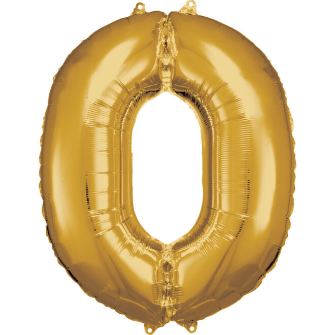 Grote folie ballon cijfer 0 (86cm) - Goud