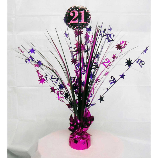Tafeldecoratie sparkling roze ''21''
