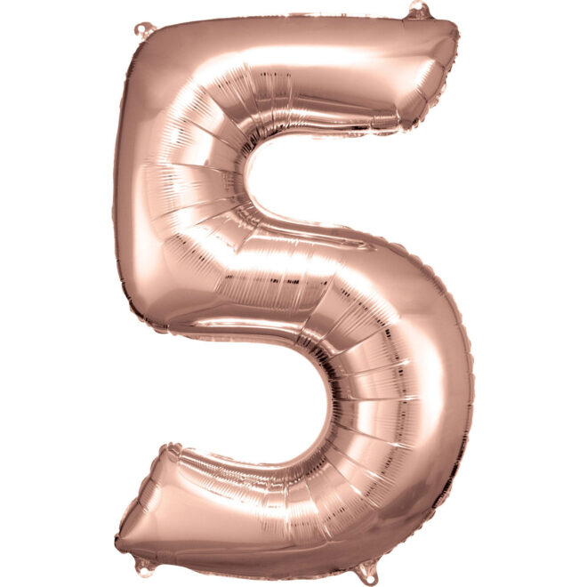 Grote folie ballon cijfer 5 (86cm) - Rosé goud