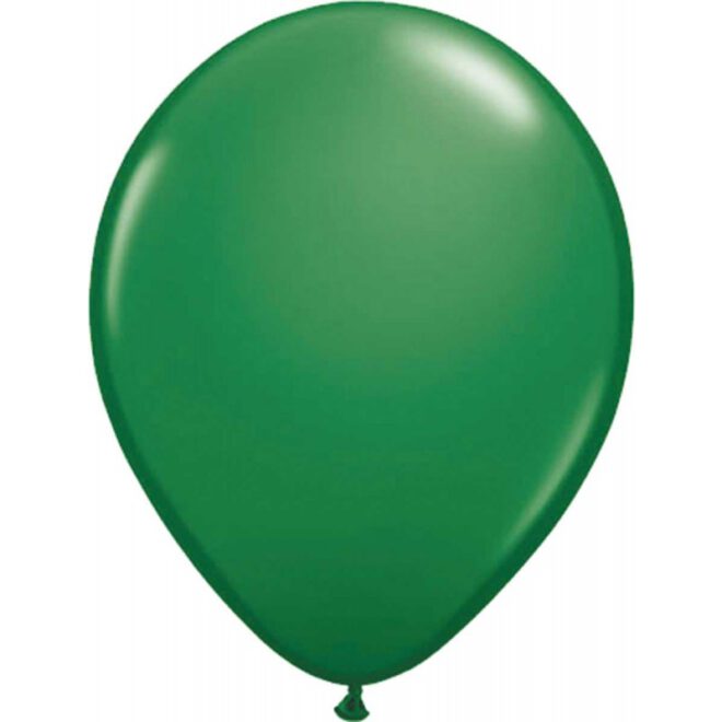 Tien donkergroene latex ballonnen met een formaat van 30 centimeter (11 inch) groot