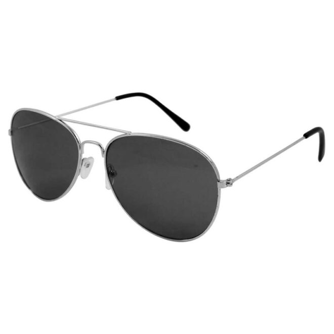 Pilotenbril met zilveren frame en zwarte glazen