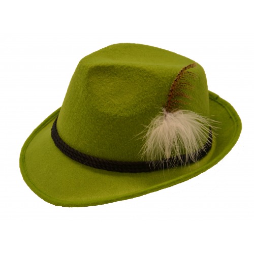 Tyroler hoed deluxe groen met veer