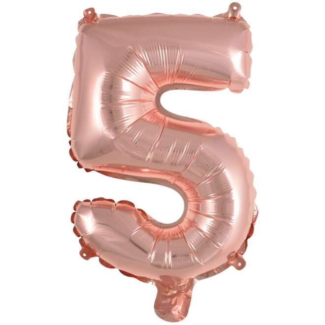Mini folie ballon cijfer 5 (35cm) - rosé goud