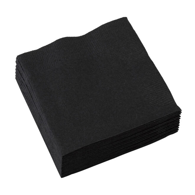 Servetten zwart 25 cm. Beverage napkins black