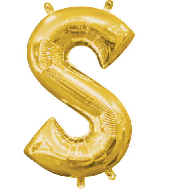 Mini folie ballon letter S (35cm) - goud