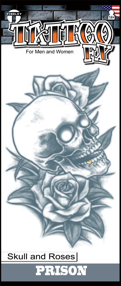 Prison Tattoo - Schedel met rozen