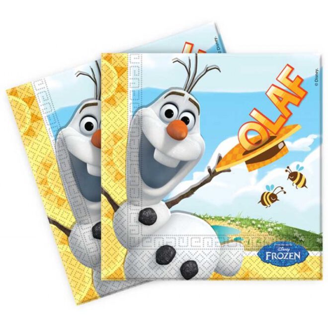Vrolijke papieren servetten met daarop Olaf uit Frozen (33 x 33 cm)