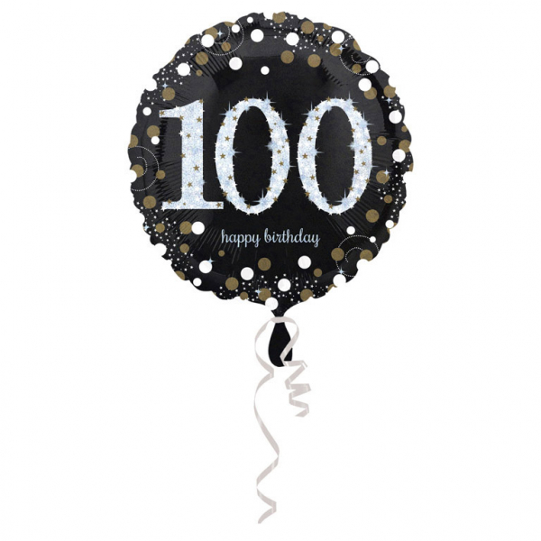 Gouden sparkling folieballon (43cm) - 100 jaar