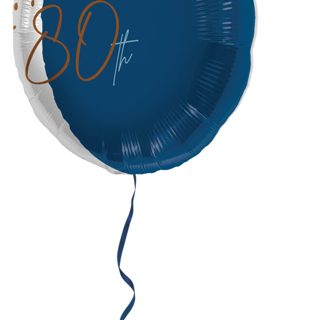 Elegant True Blue folieballon (45cm) - 80 jaar