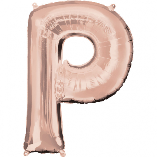 Grote folie ballon letter P - Rosé Goud