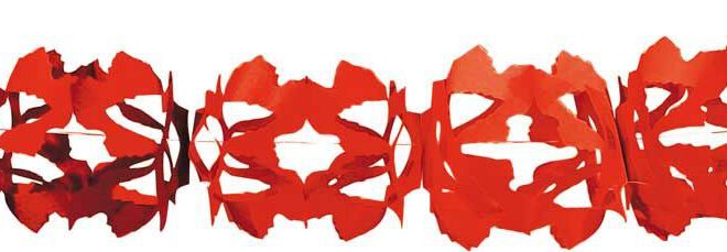 Rode, papieren, hoku guirlande-slinger (6m)