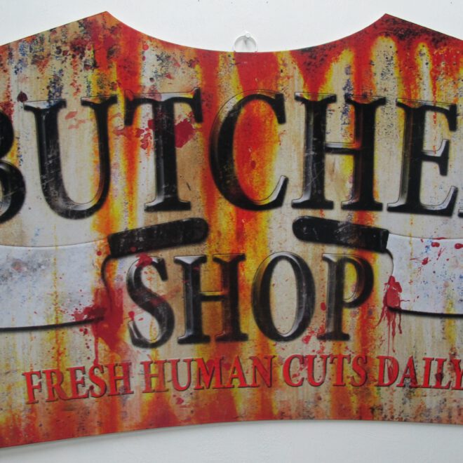 Metalen bord "Butcher shop"