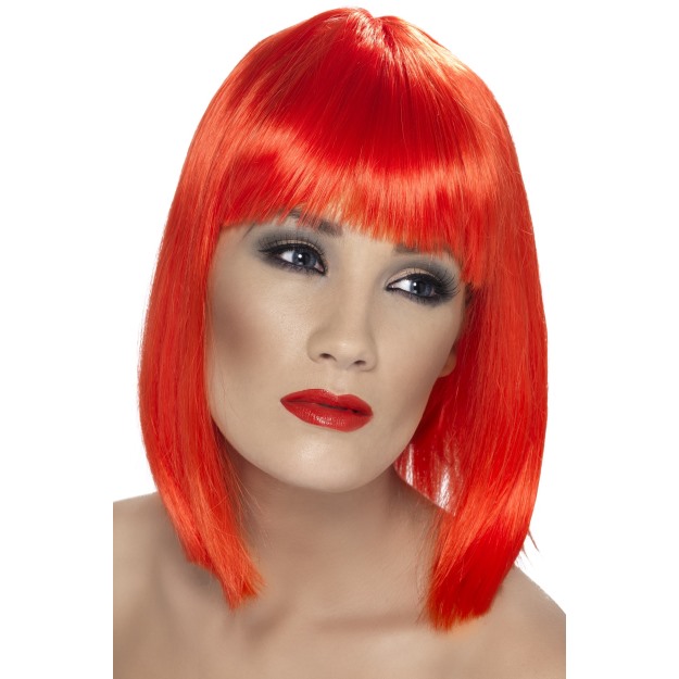 Glam wig neon rood