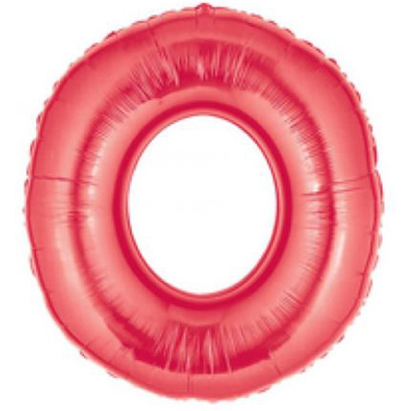 Grote folie cijfer ballon 0 - rood