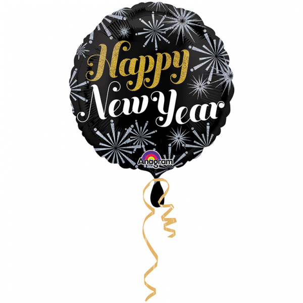 Happy New Year fireworks folieballon (45cm)