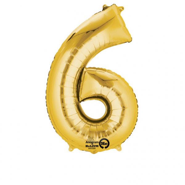 Grote folie cijfer ballon 6 - Goud
