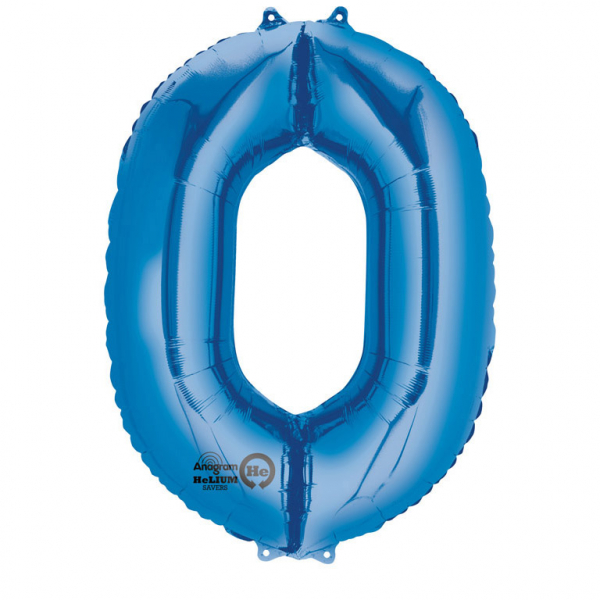 Grote folie ballon cijfer 0 (86cm) - Blauw
