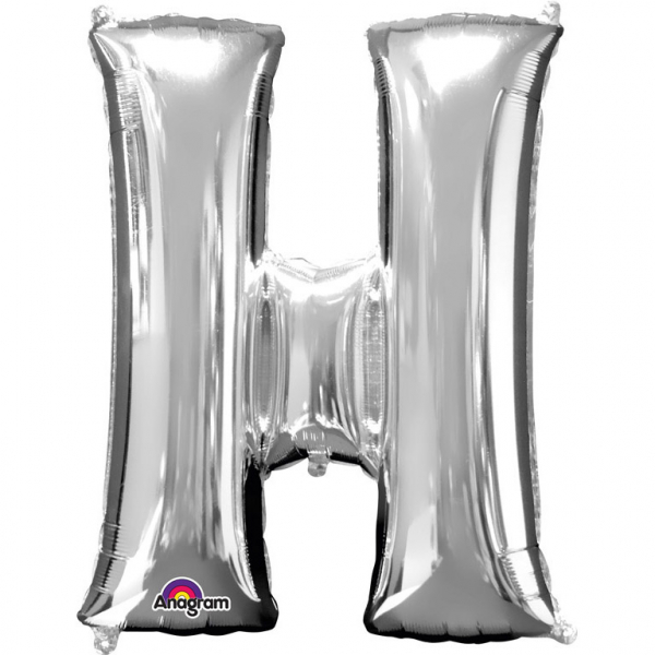 Grote folie ballon letter H - Zilver