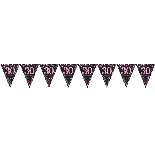 Roze sparkling vlaggenlijn (4m) - 30 jaar
