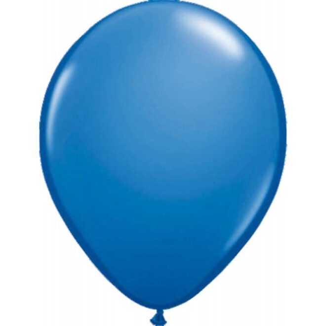 Tien donkerblauwe ballonnen met een formaat van 30 centimeter (11 inch) groot.