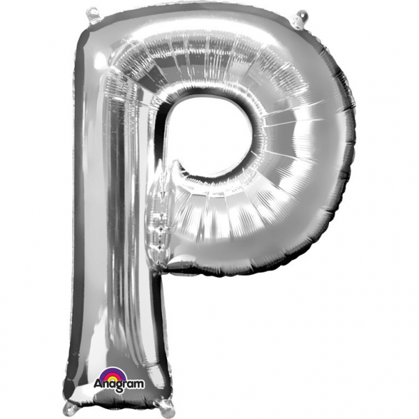 Grote folie ballon letter P - Zilver
