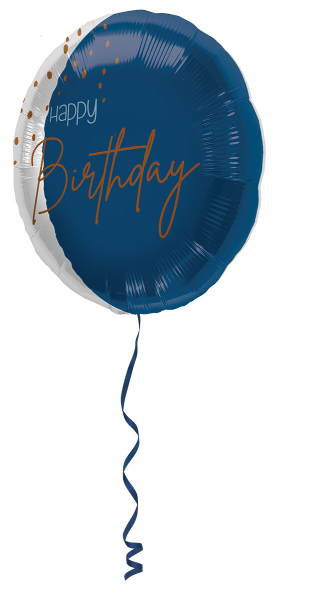 Elegant True Blue folieballon (45cm) - Happy Birthday