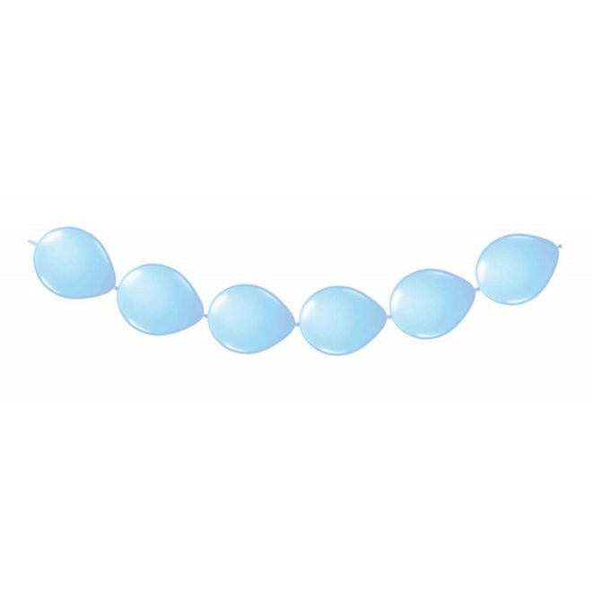 Babyblauwe latex knoopballonnen waarmee je van ballonnen een slinger kunt maken.
