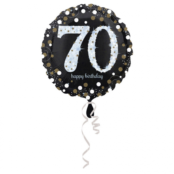 Gouden sparkling folieballon (43cm) - 70 jaar