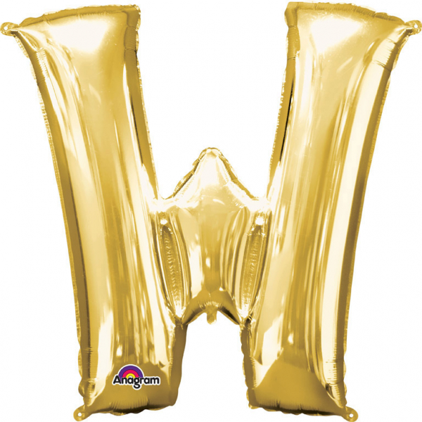 Mini folie ballon letter W (35cm) - goud