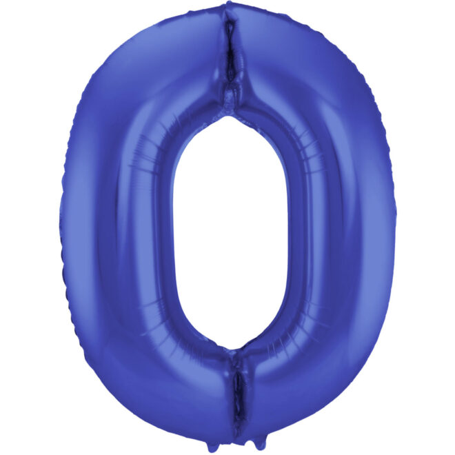 Grote folie ballon cijfer 0 (86cm) - Mat Blauw