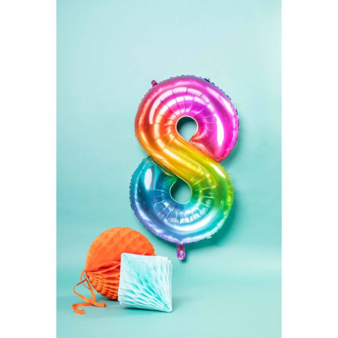 Folieballon Yummy Gummy Rainbow - Cijfer 8