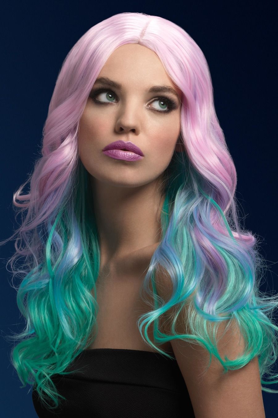 nauwkeurig ozon Validatie Luxe pruik Khloe met pastel kleurig haar, lang met slag met scheiding in  het midden - Feesthuis