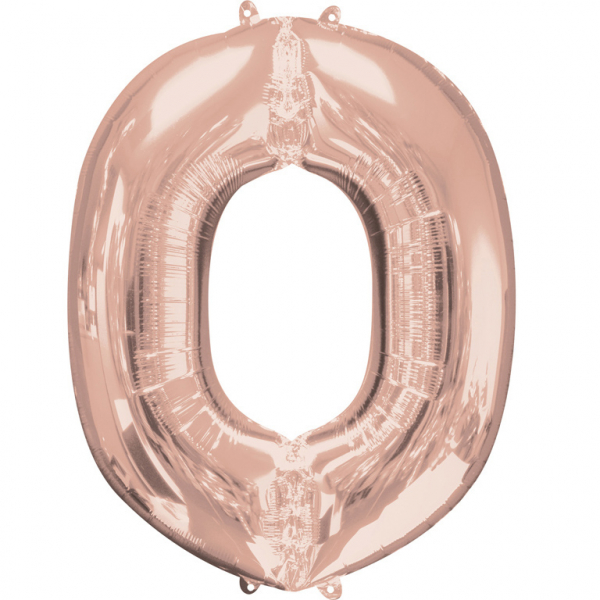 Grote folie ballon letter O - Rosé Goud