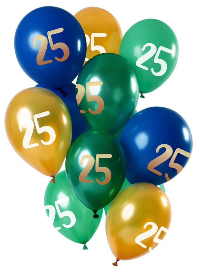 Ballonnen groen/goud/blauw - 25 jaar