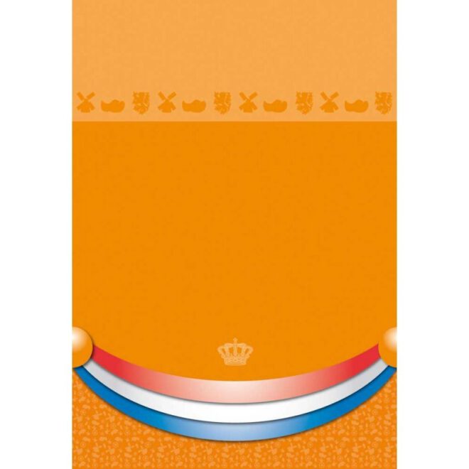 Oranje plastic tafelkleed met rondom de Nederlandse vlag