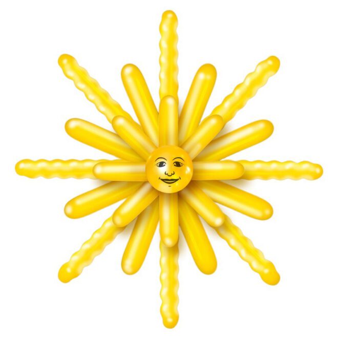 Ballonnenset om een vrolijke, gele zon van ballonnen mee te maken.