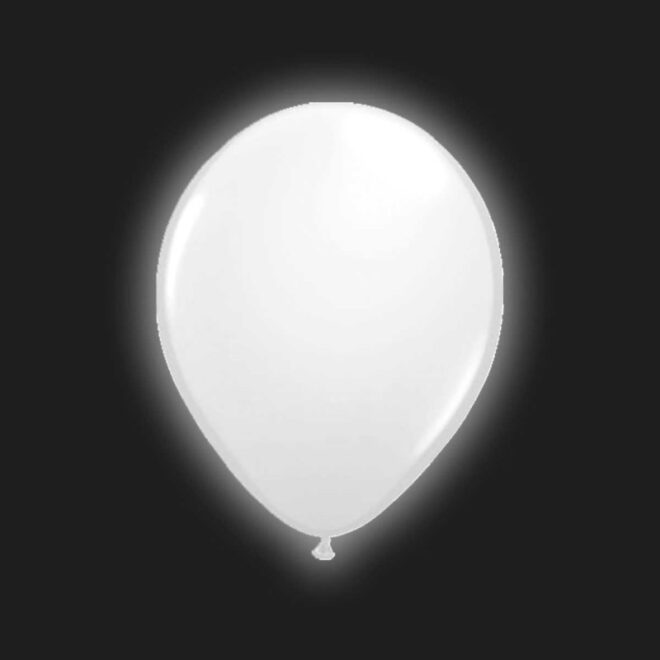 Witte latexballonnen met een LED-lampje erin en een formaat van 30 centimeter (11 inch) groot.
